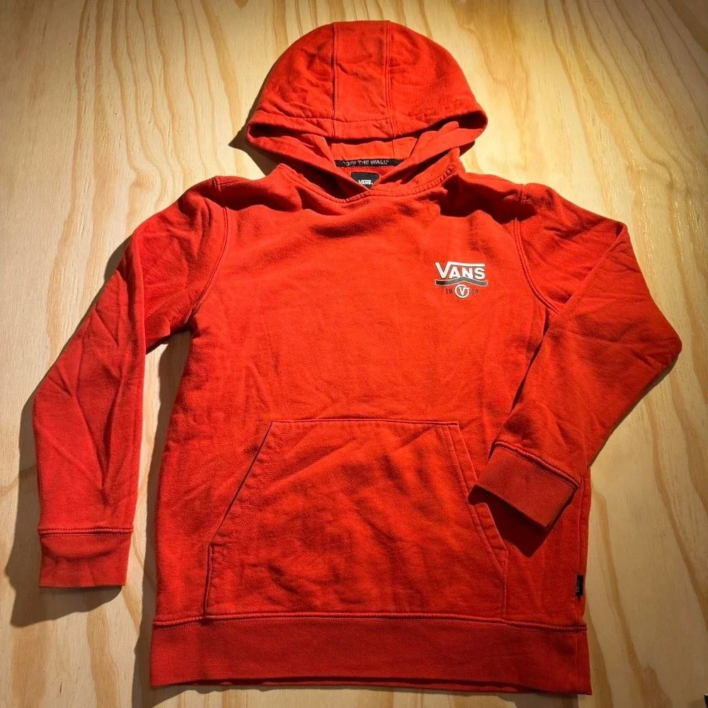 Vans Mens Off The Wall Shield Logo Pullover Hoodie Red Orange Medium
